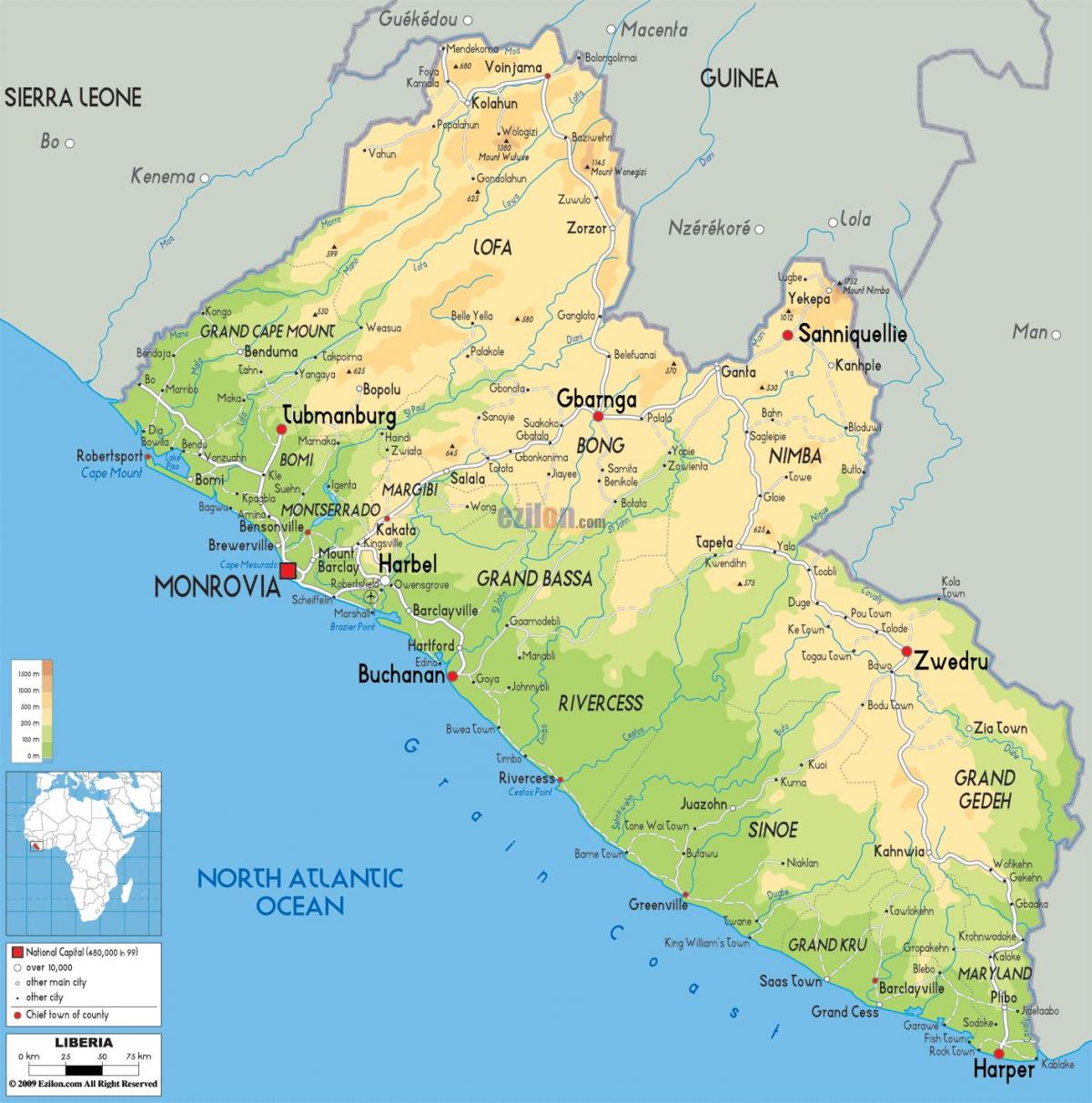 desenhar o mapa da Libéria