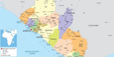 Mapa de desenhar o mapa político da Libéria