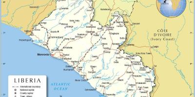 Mapa da Libéria, áfrica ocidental