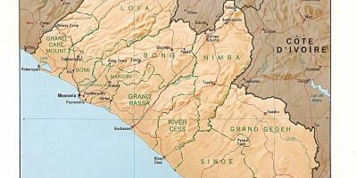 Desenhar o mapa em relevo da Libéria