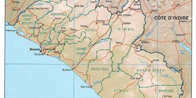 Mapa da mapa geográfico da Libéria