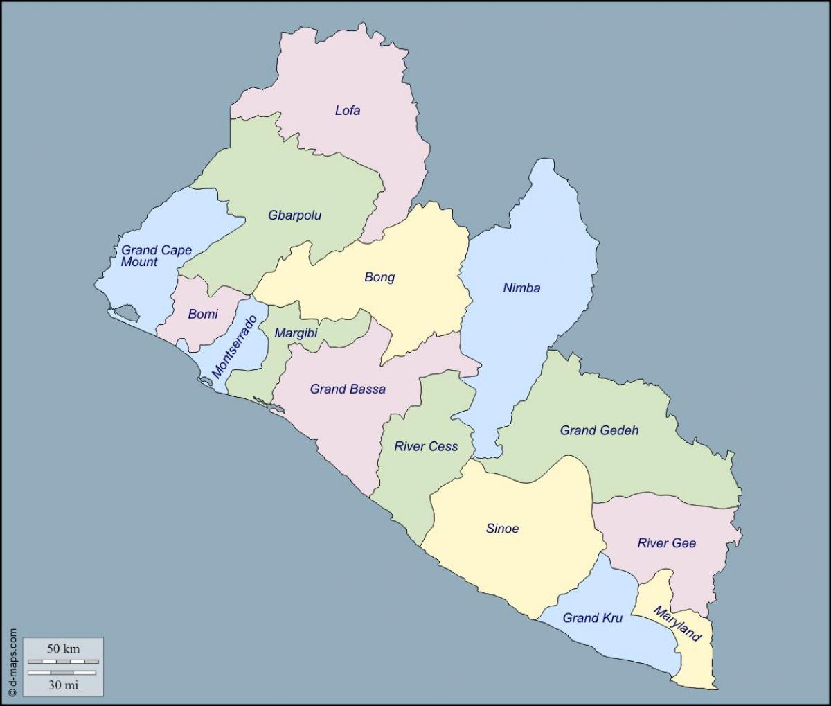 mapa dos condados da Libéria